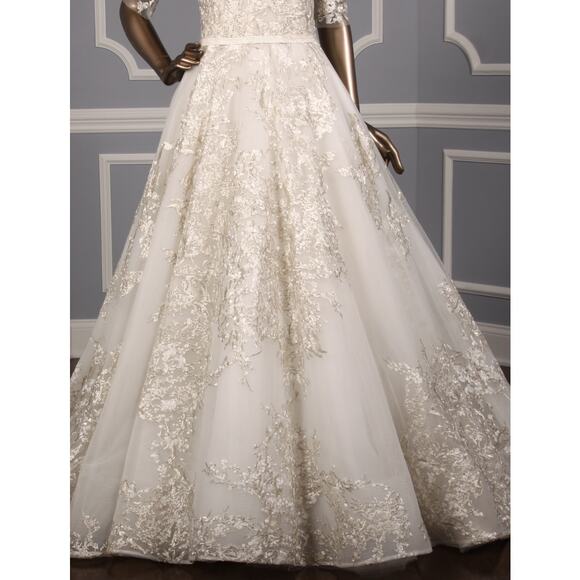 ISABELLE ARMSTRONG Charlotte Sheer Sleeves Ballgown Wedding Dress Bridal Gown 10 - Picture 5 of 11